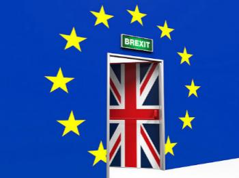 An illustration of European Union and United Kingdom flags to represent Brexit