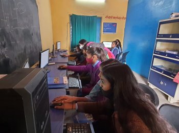Students at their new computer class