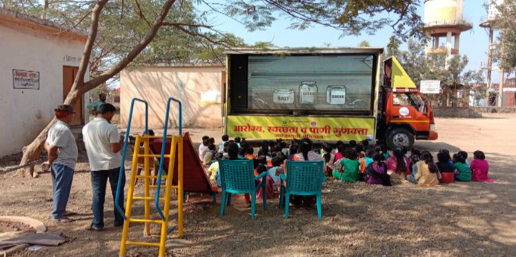 Oxfam India organised Video Van campaign in Mirajwadi village