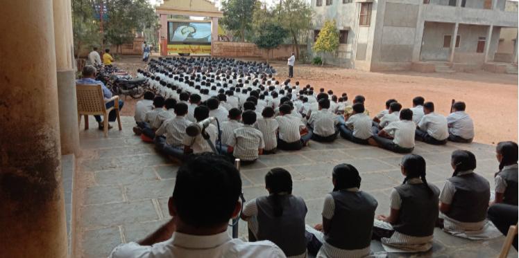 Oxfam India organised Video Van campaign in a school in Karnal village.
