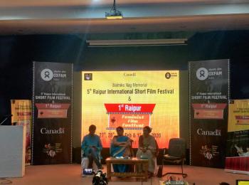 A panel discussion during the first edition of the Raipur Feminist Film Festival held in Raipur